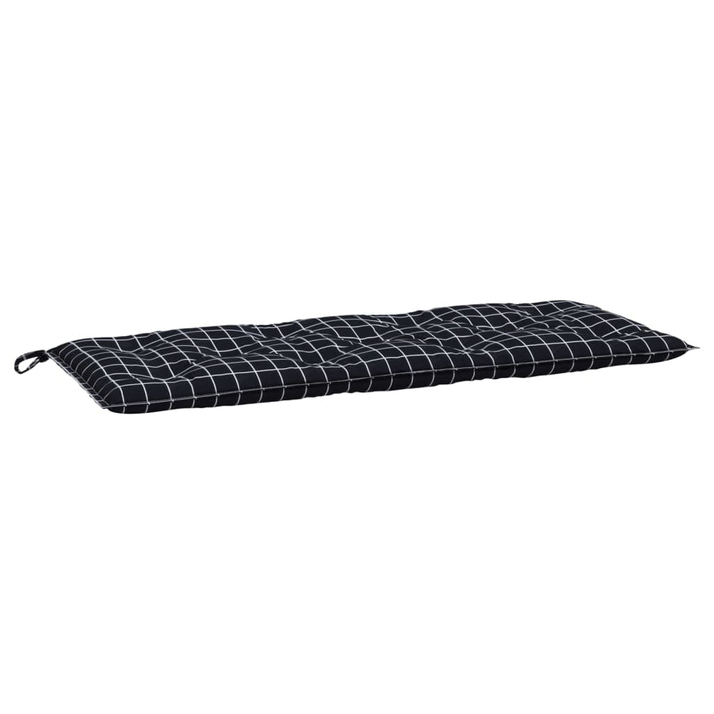 vidaXL Almofadão p/ banco jardim 120x50x7cm tecido padrão xadrez preto
