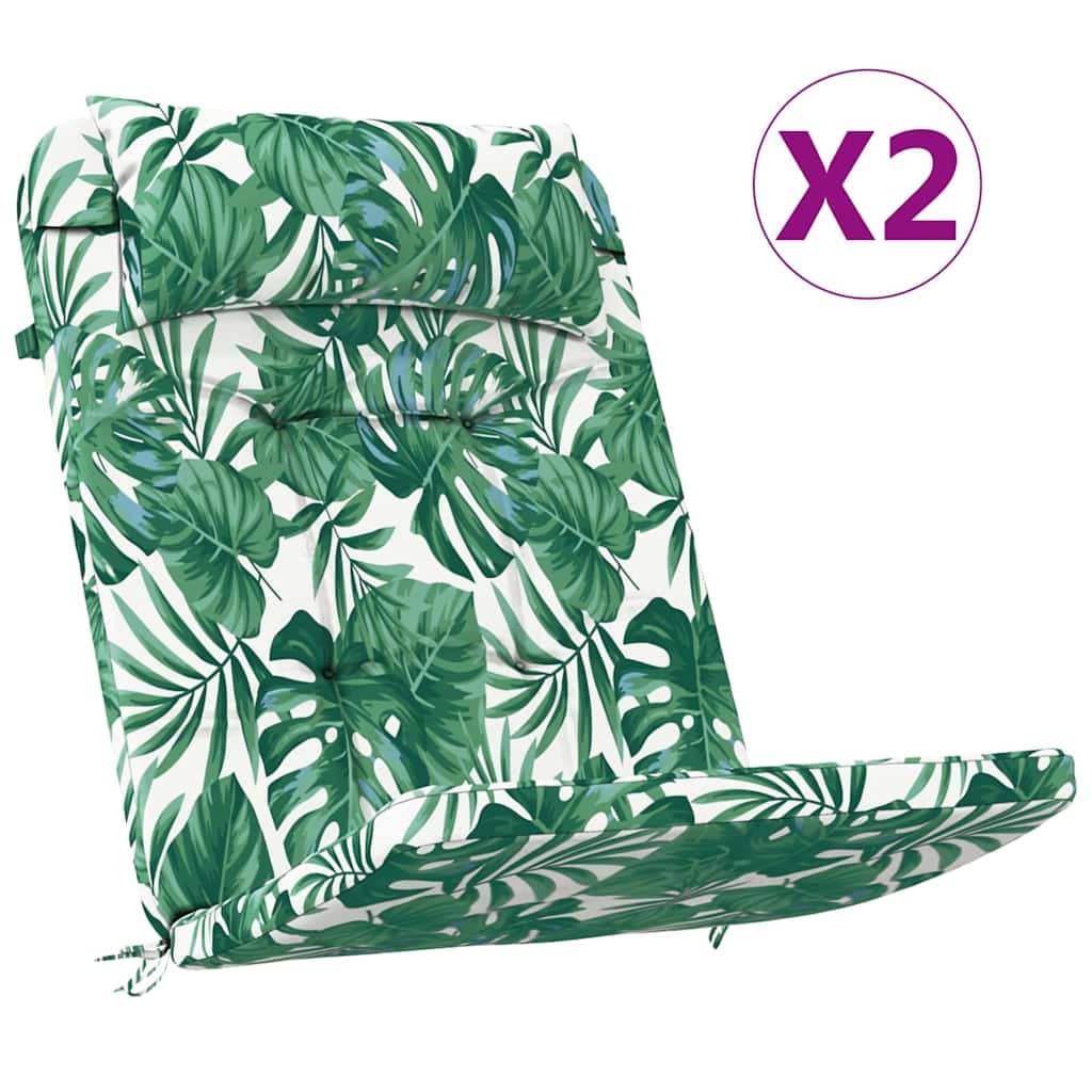 vidaXL Almofadas de cadeira 2 pcs Padrão de Folhas 58 x 77 x 4,5 cm