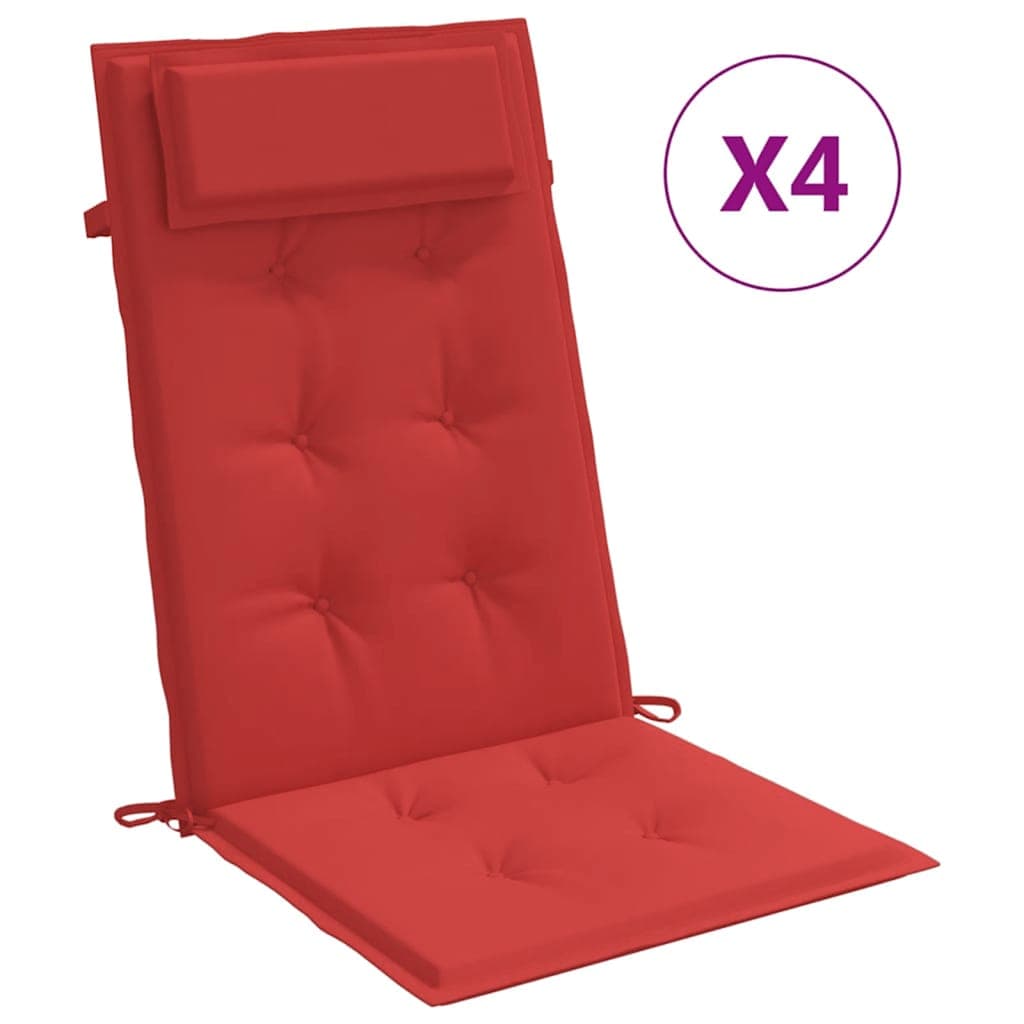vidaXL Almofadões p/ cadeira encosto alto 4 pcs tecido oxford vermelho