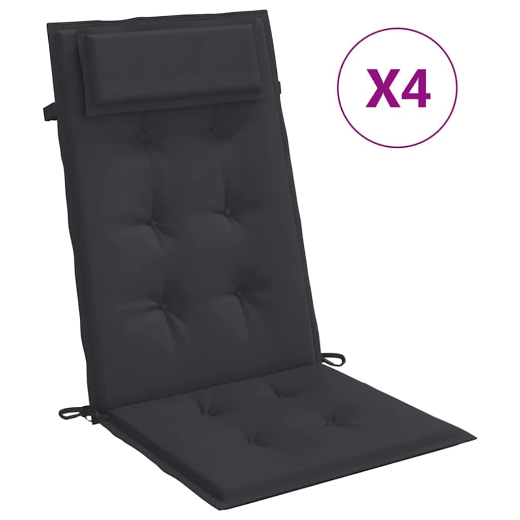 vidaXL Almofadões p/ cadeira encosto alto 4 pcs tecido oxford preto