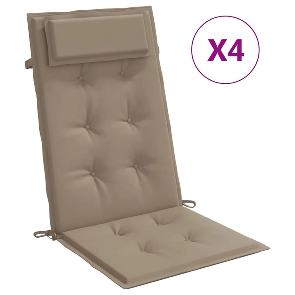 vidaXL Almofadões cadeira encosto alto 4pcs oxford cinza-acastanhado