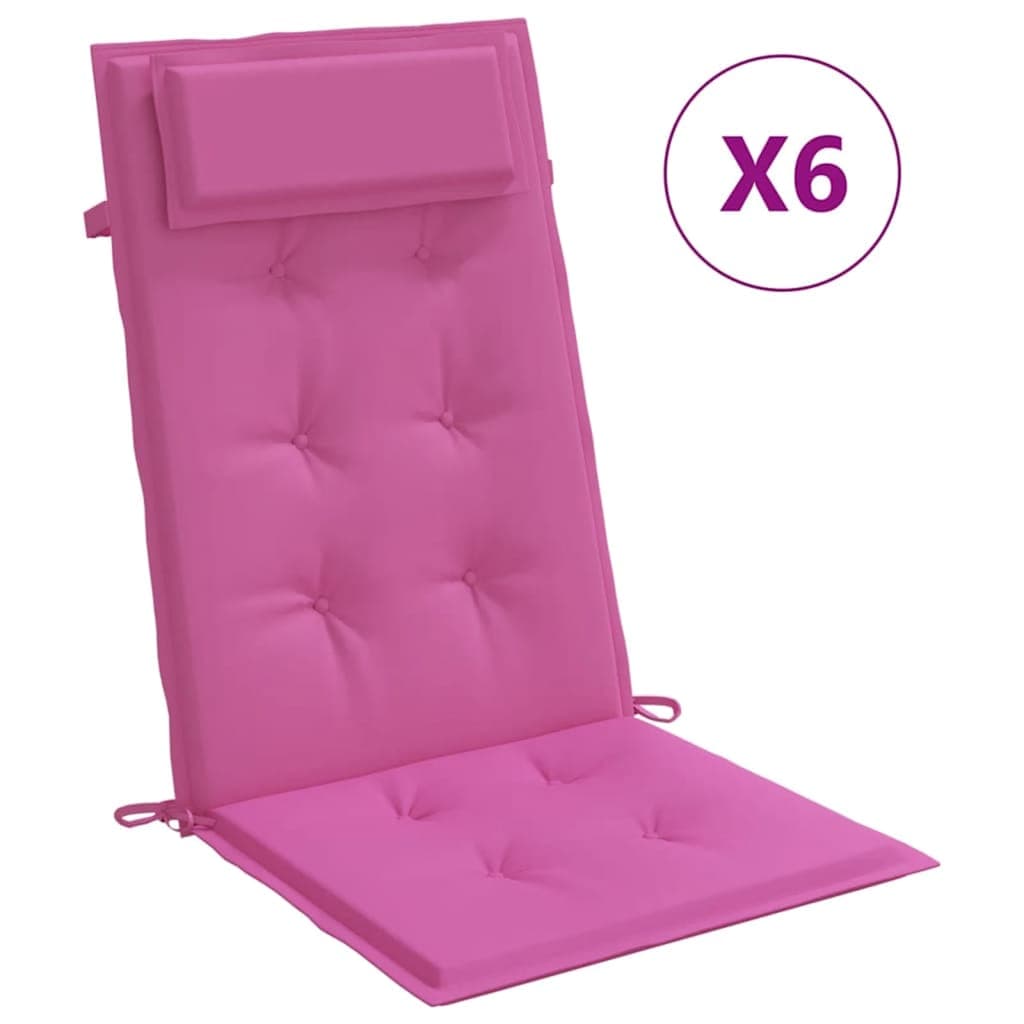 vidaXL Almofadões p/ cadeira encosto alto 6 pcs tecido oxford rosa