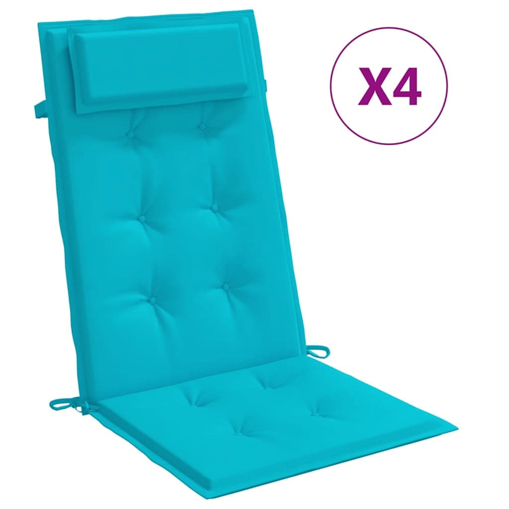vidaXL Almofadões cadeira de encosto alto 4 pcs tecido oxford turquesa