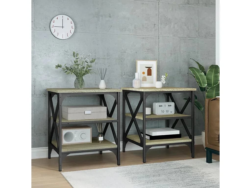 Mesas de apoio 2pcs 40x42x50 cm derivados de madeira cor sonoma