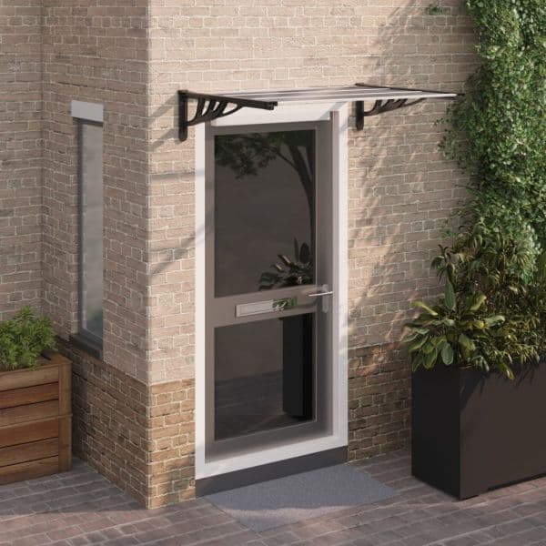 Toldo para Porta 122x90 cm Policarbonato Preto/transparente - 153683