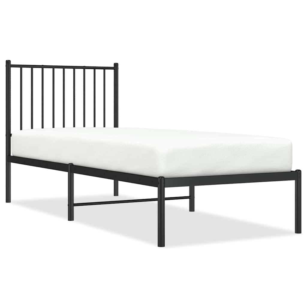 vidaXL Estrutura de cama metal s/ colchão c/ cabeceira 75x190 cm preto