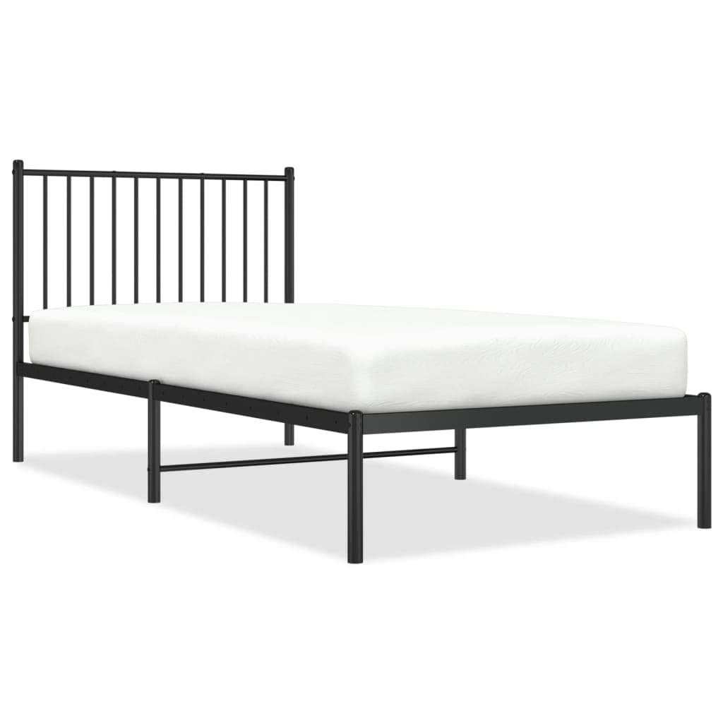 vidaXL Estrutura de Cama com Cabeceira 90x200 cm Metal Preto - 4270810570