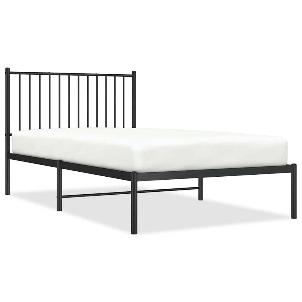 vidaXL Estrutura de cama com cabeceira 100x190 cm metal preto