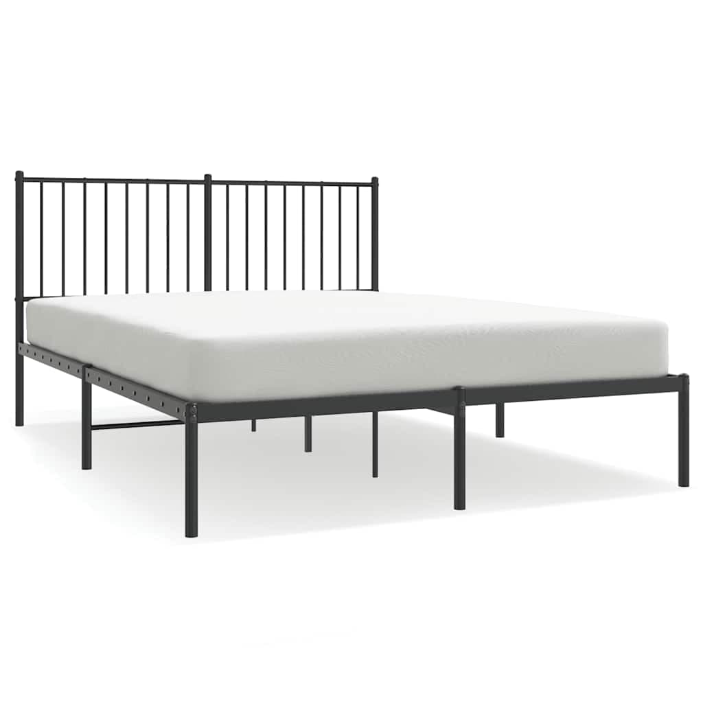vidaXL Estrutura de Cama com Cabeceira 140x200 cm Metal Preto - 1001150245