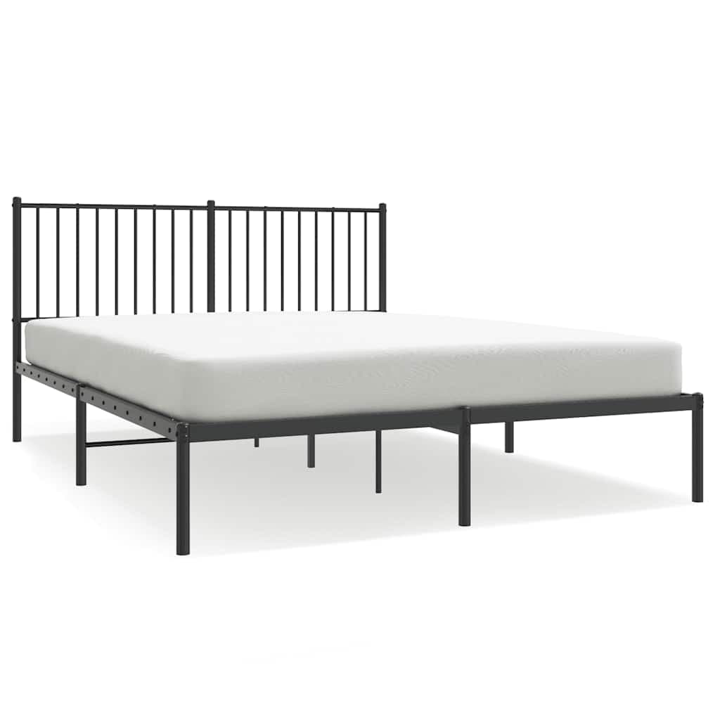 vidaXL Estrutura de Cama com Cabeceira 160x200 cm Metal Preto - 3584177673