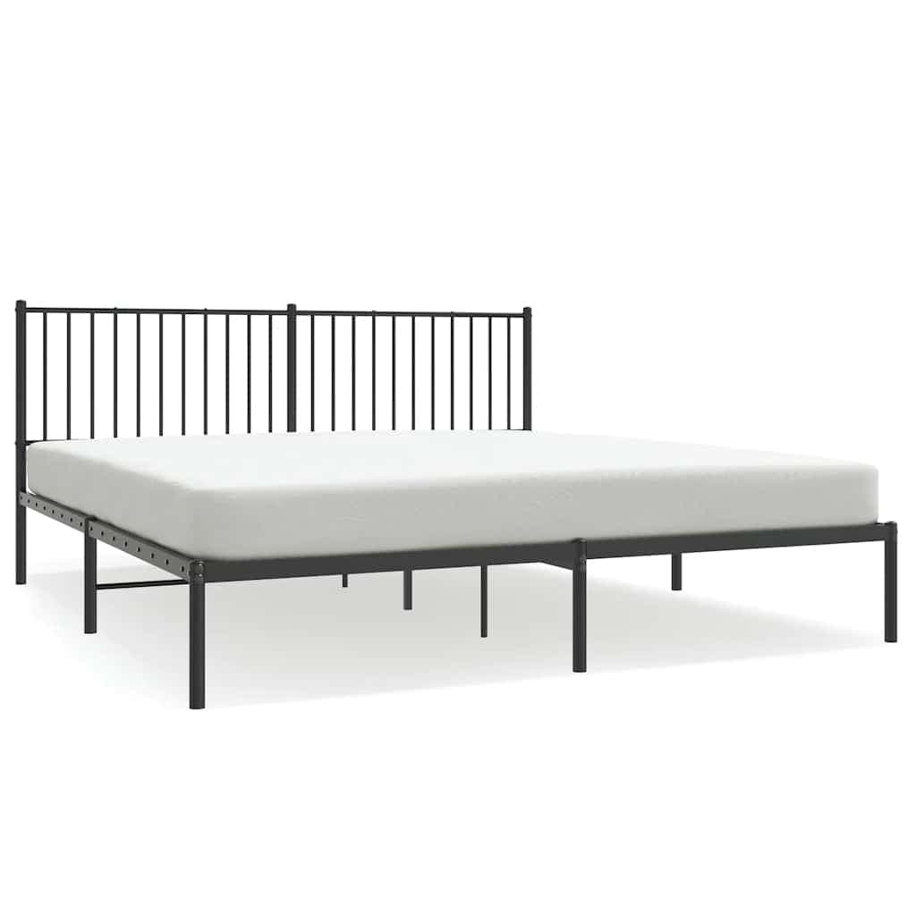 vidaXL Estrutura de Cama em Metal com Cabeceira 180x200 cm Preto - 1159539608