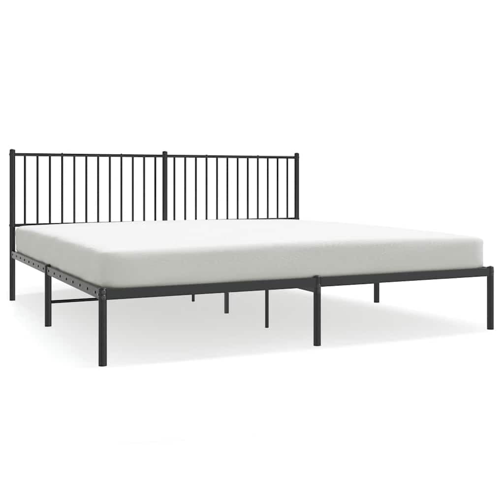 vidaXL Estrutura de Cama com Cabeceira 193x203 cm Metal Preto - 1390252779