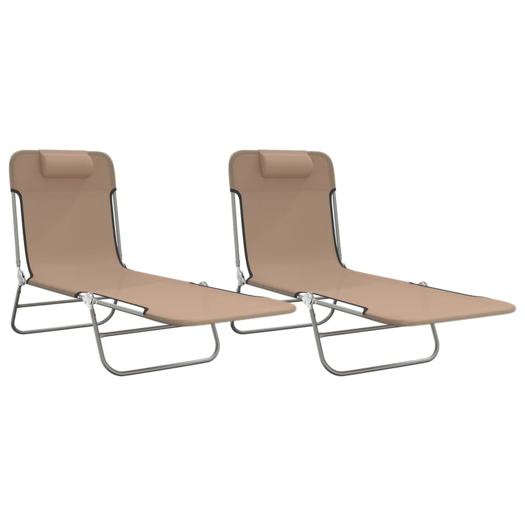 vidaXL Espreguiçadeiras dobráveis 2pcs textilene/aço cinza-acastanhado