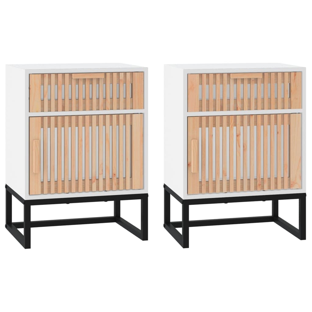 vidaXL Mesas cabeceira 2 pcs 40x30x55,5 cm deriv. madeira/ferro branco