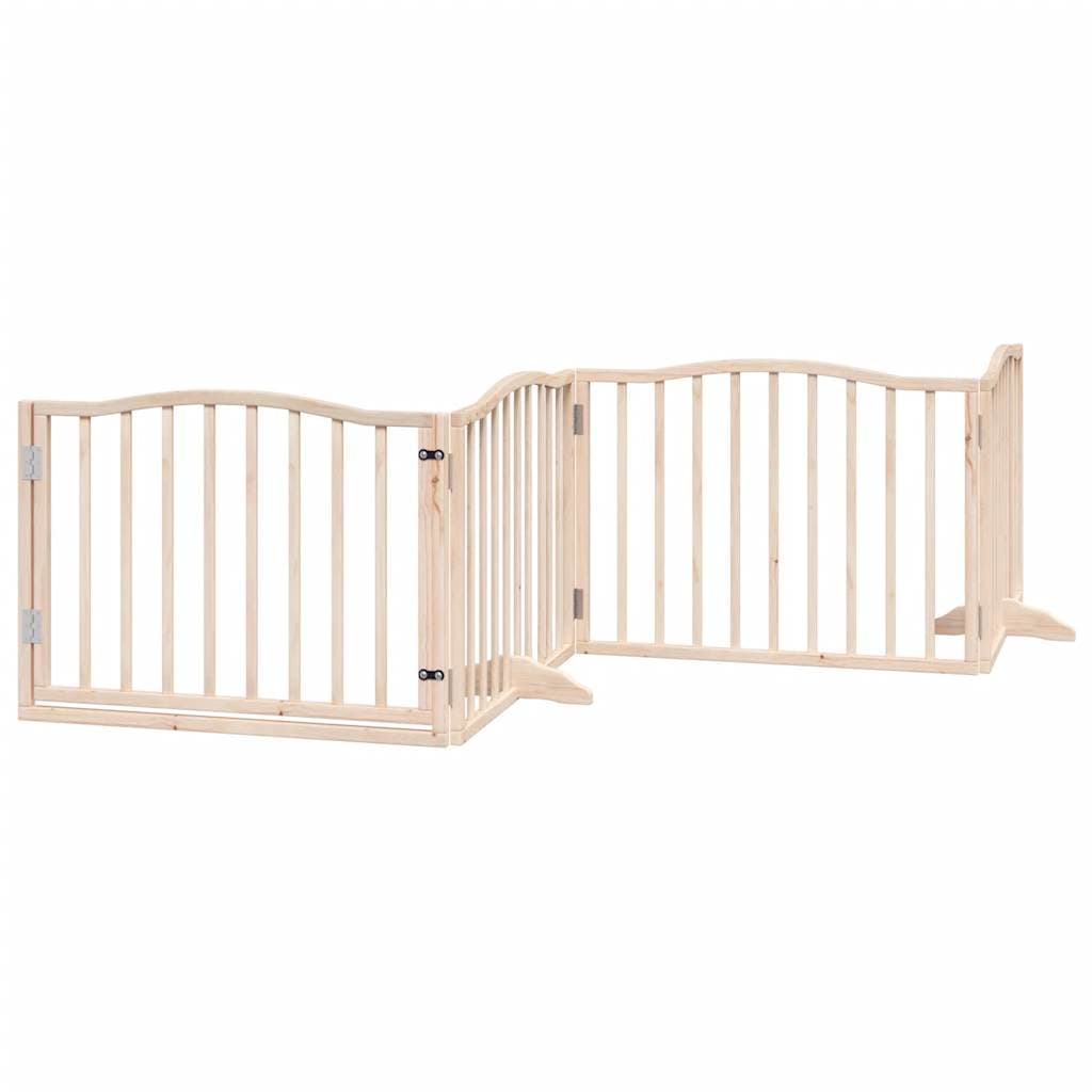 vidaXL Portão para cães com porta dobrável 4 painéis 320 cm álamo