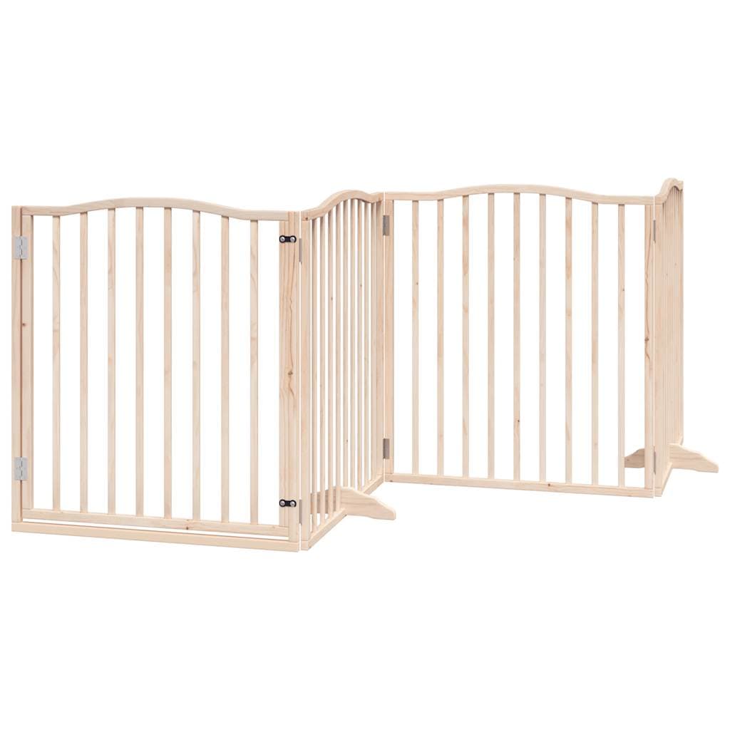 vidaXL Portão para cães com porta dobrável 4 painéis 320 cm álamo