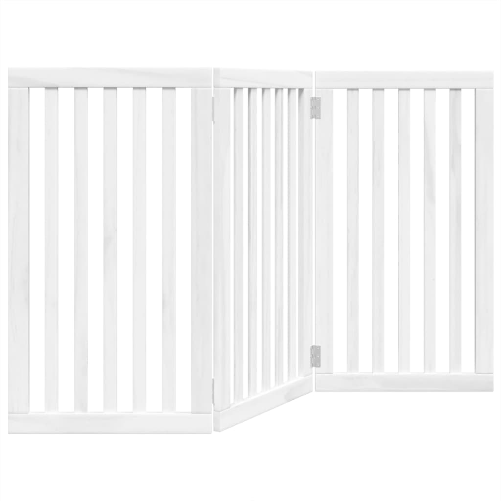 vidaXL Portão para cães dobrável 3 painéis 150 cm álamo branco