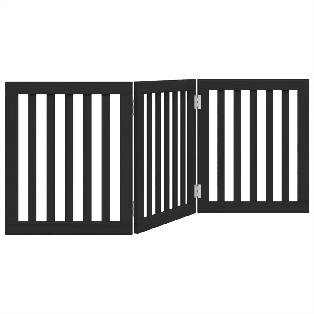 vidaXL Portão para cães dobrável 3 painéis 150 cm álamo preto