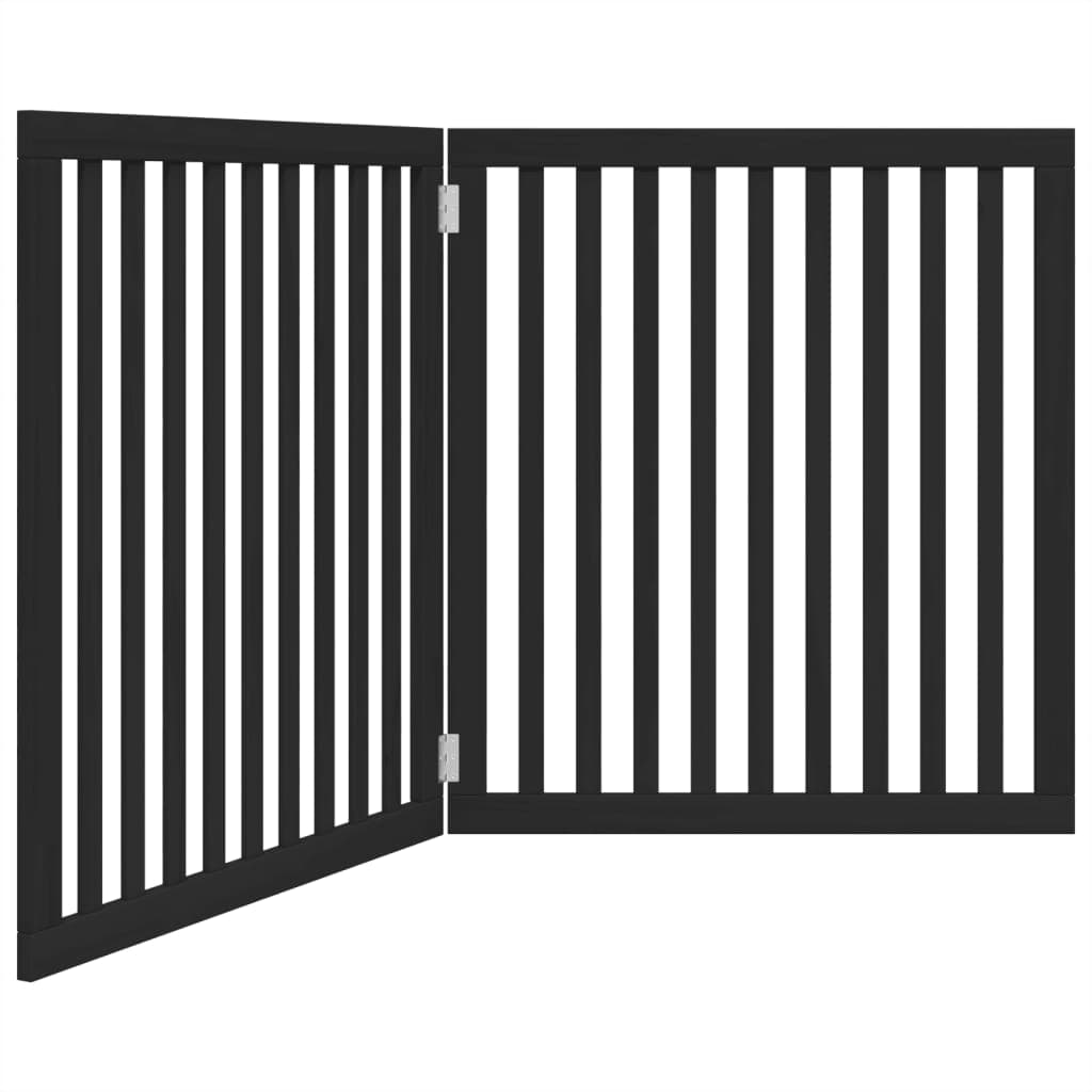 vidaXL Portão p/ cães dobrável 2 painéis 160 cm madeira de álamo preto