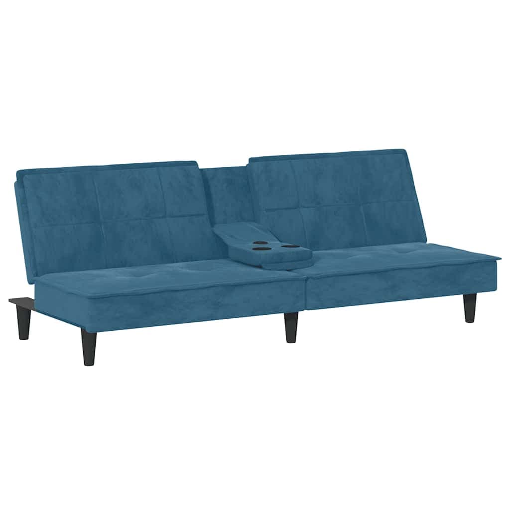Sofá Cama vidaXL com Suporte para Copos Veludo Amarelo - 3871252339