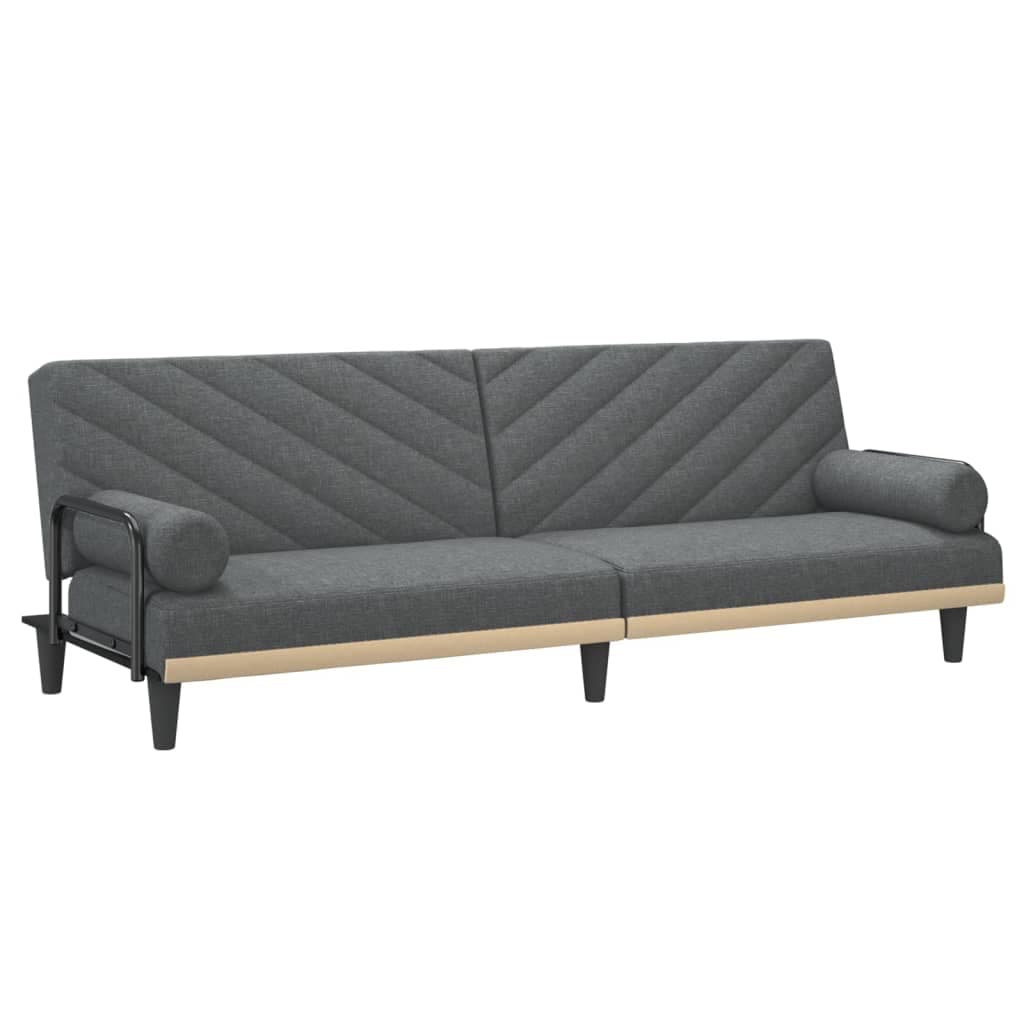 vidaXL Sofá-cama com apoio de braços tecido cinzento-escuro