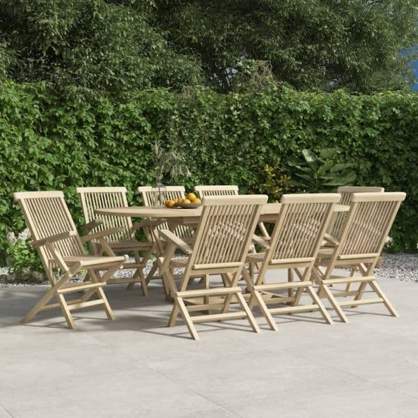 Cadeiras de Jardim Dobráveis 8 Peças 56x61x89cm Teca Maciça Cinza - 3155072