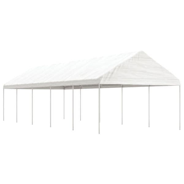 vidaXL Gazebo com Telhado 11,15x4,08x3,22 M Polietileno Branco - 3789330541