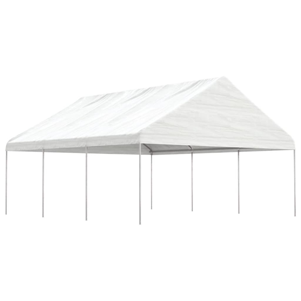 vidaXL Gazebo com telhado 6,69x5,88x3,75 m polietileno branco