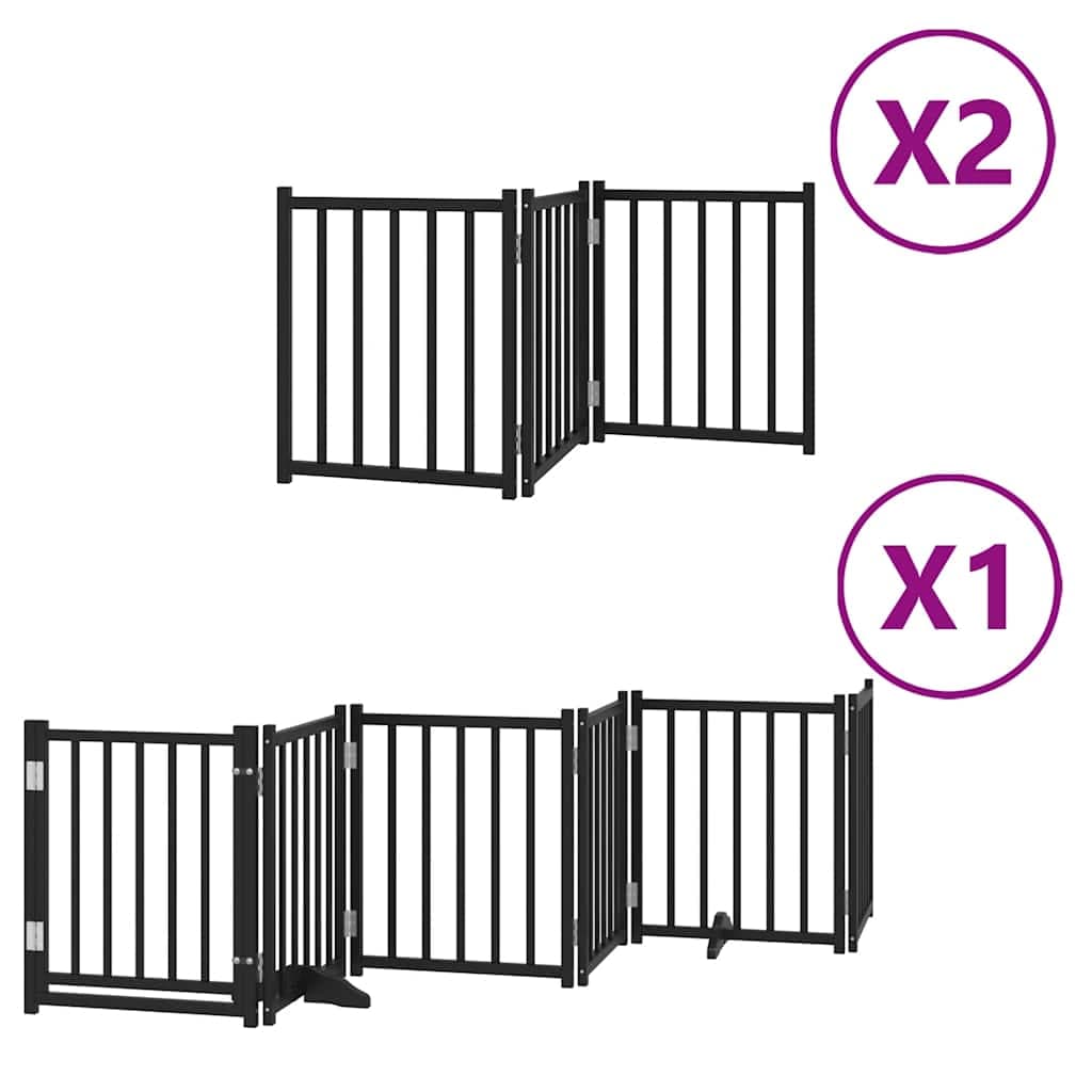 vidaXL Portão p/ cães com porta dobrável 12 painéis 600 cm álamo preto