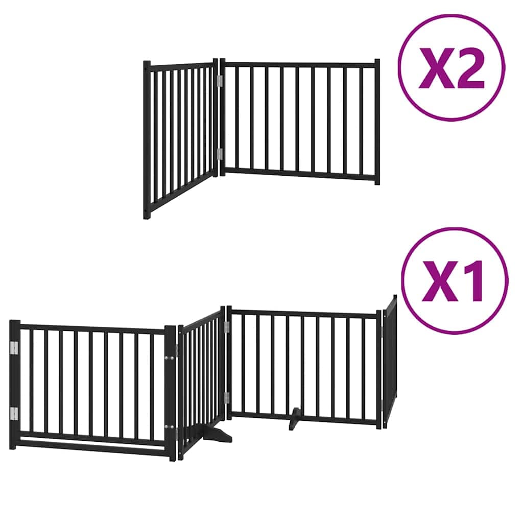 vidaXL Portão p/ cães com porta dobrável 8 painéis 640 cm álamo preto