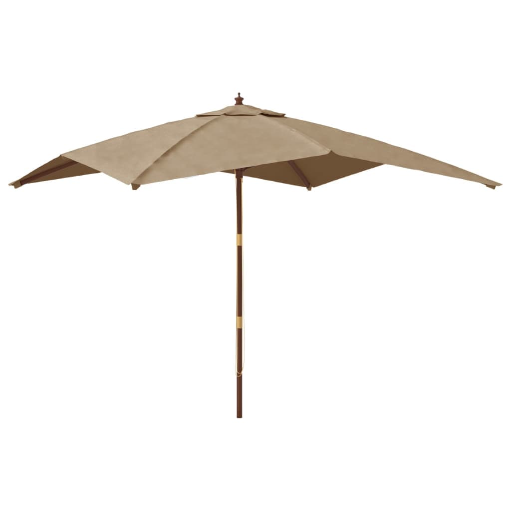 vidaXL Guarda-sol de jardim com poste de madeira cinzento-acastanhado