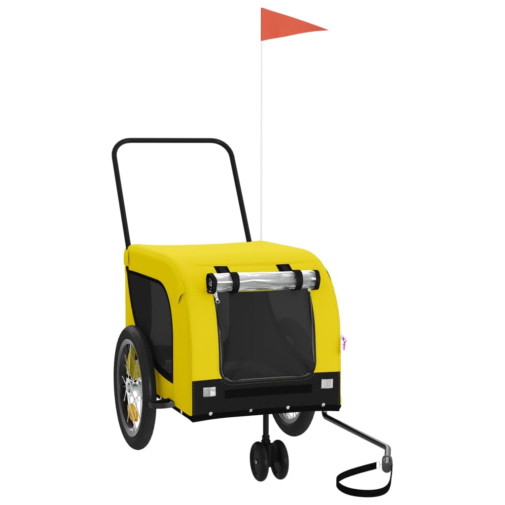 vidaXL Reboque bicicleta p/ animais tecido oxford/ferro amarelo/preto