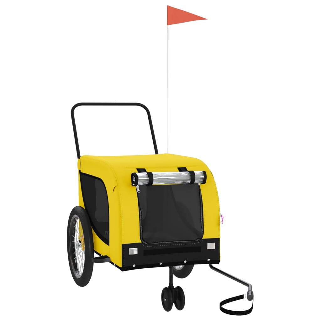 vidaXL Reboque bicicleta p/ animais tecido oxford/ferro amarelo/preto