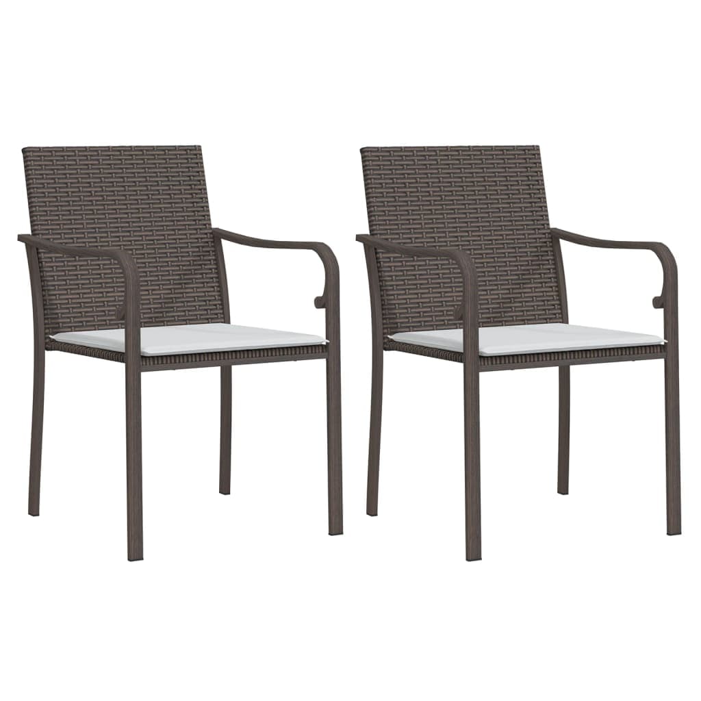 vidaXL Cadeiras jardim c/ almofadões 2pcs 56x59x84 cm vime PE castanho