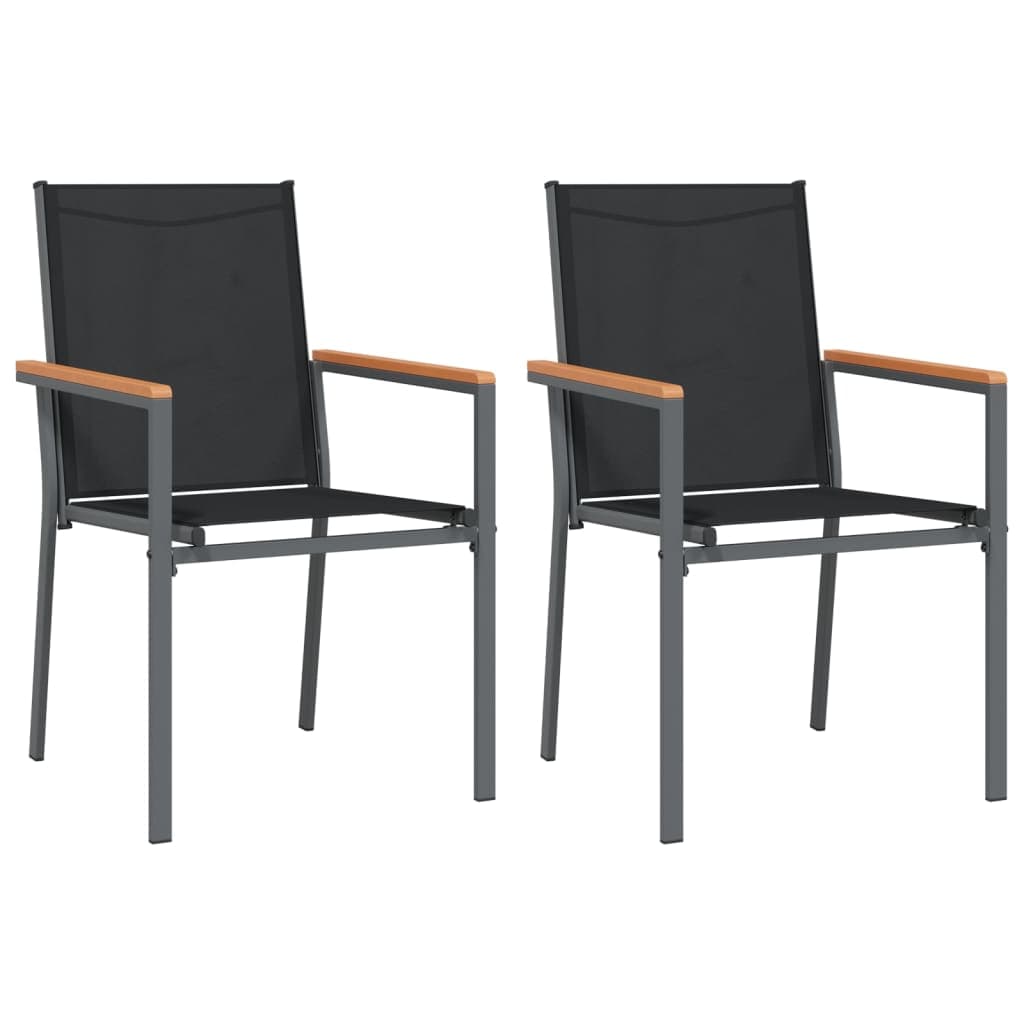 vidaXL Cadeiras de jardim 2 pcs 55x61,5x90 cm textilene e aço preto