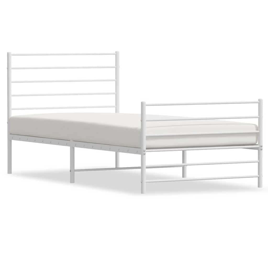 vidaXL Estrutura de cama com cabeceira e pés 90x190 cm metal branco