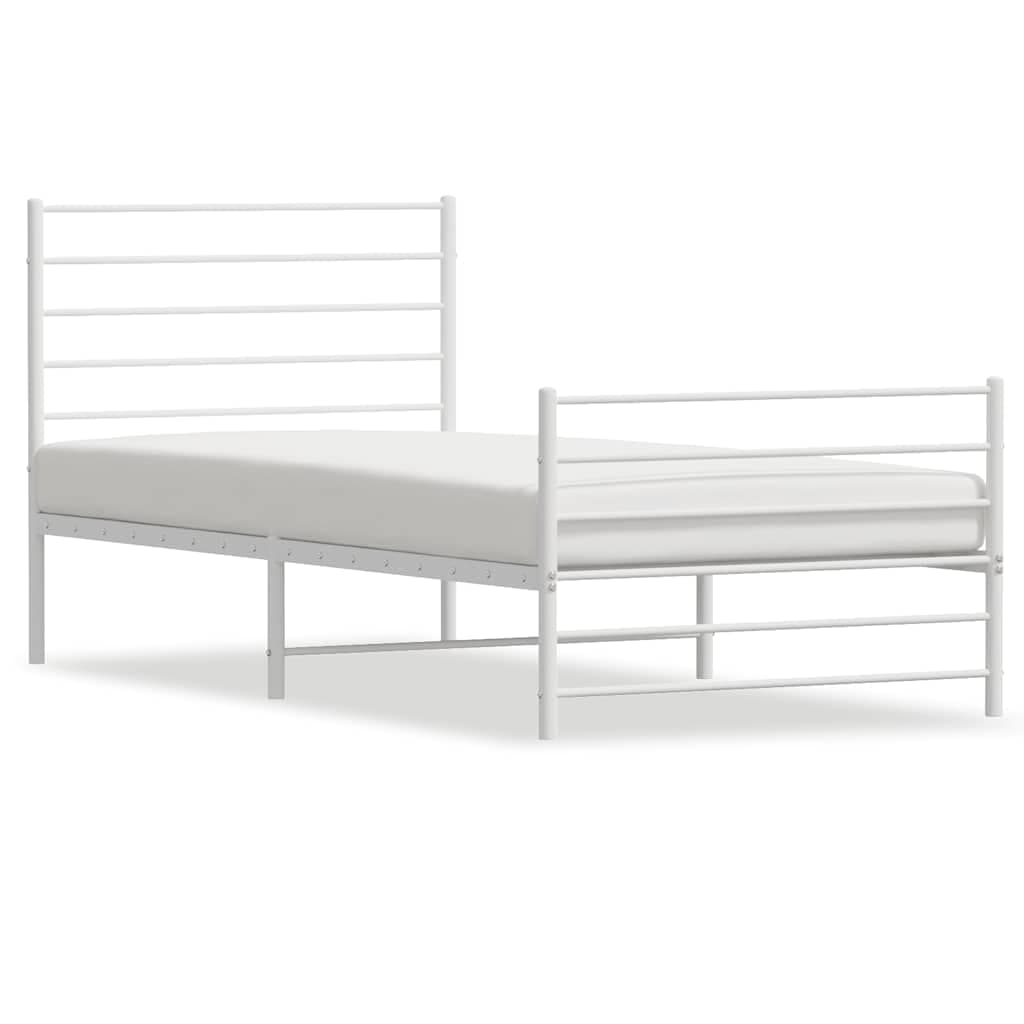 vidaXL Estrutura de cama com cabeceira e pés 100x190 cm metal branco