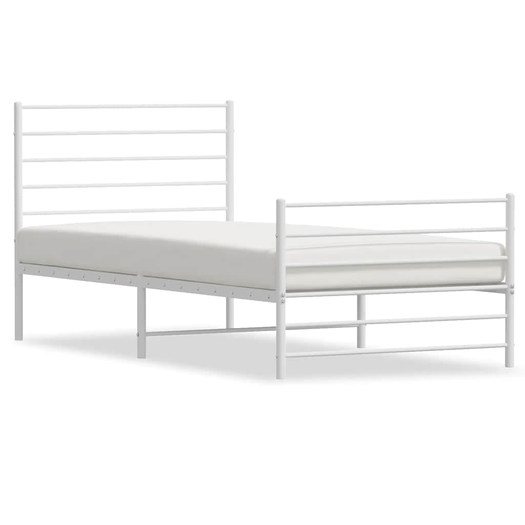 vidaXL Estrutura de cama com cabeceira e pés 100x200 cm metal branco