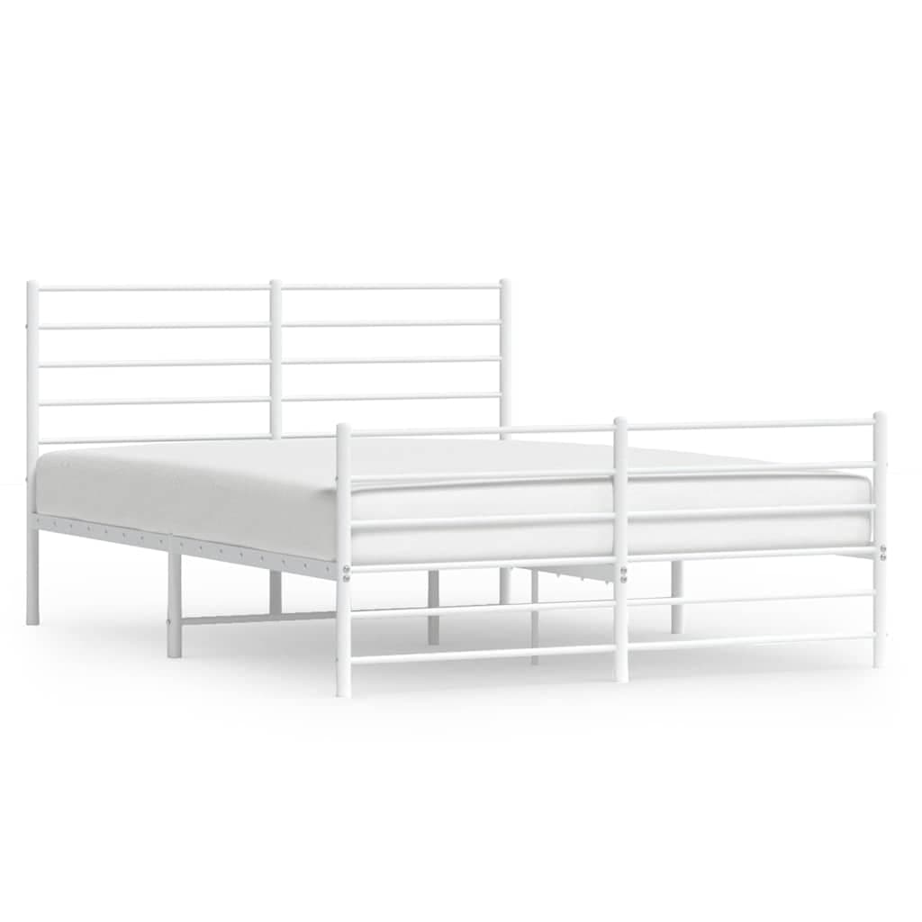 vidaXL Estrutura de cama com cabeceira e pés 140x200 cm metal branco