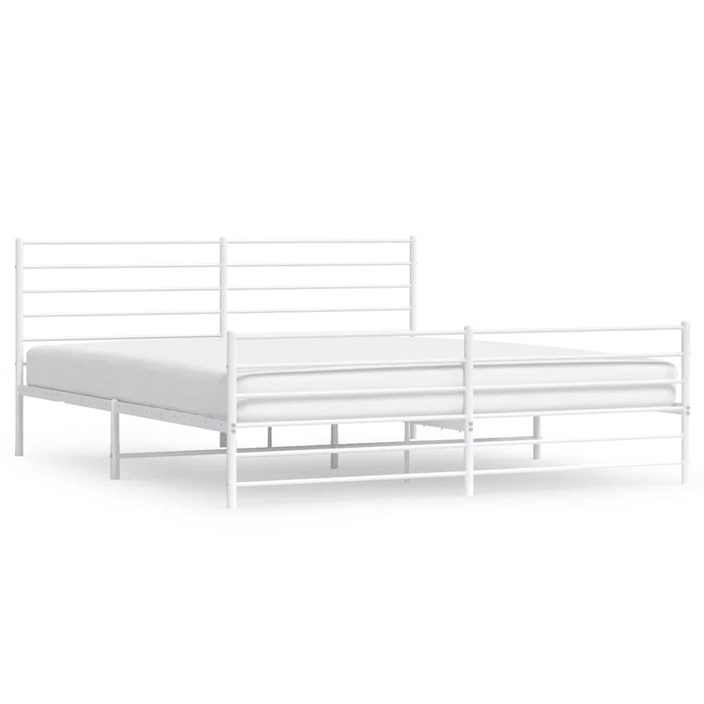 vidaXL Estrutura de Cama com Cabeceira e Pés 193x203 cm Metal Branco - 2215442723