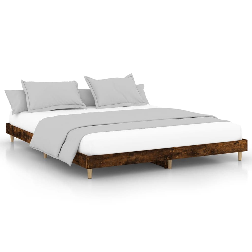 vidaXL Estrutura de Cama sem Colchão 200x200 cm Carvalho Fumado - 1159375165