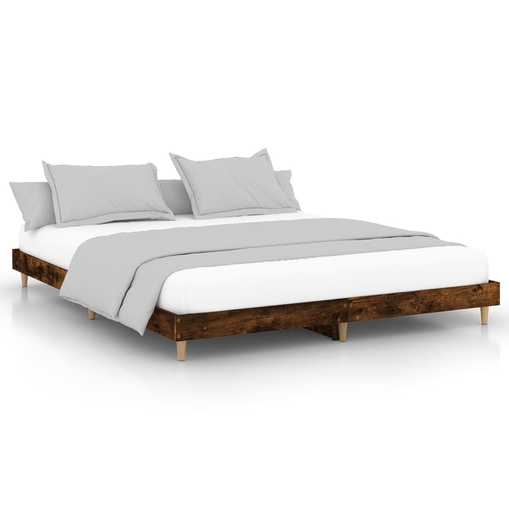 vidaXL Estrutura de cama s/ colchão derivados madeira carvalho fumado