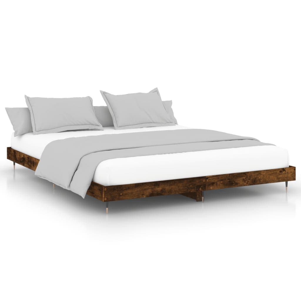 vidaXL Estrutura de cama sem colchão 200x200 cm carvalho fumado