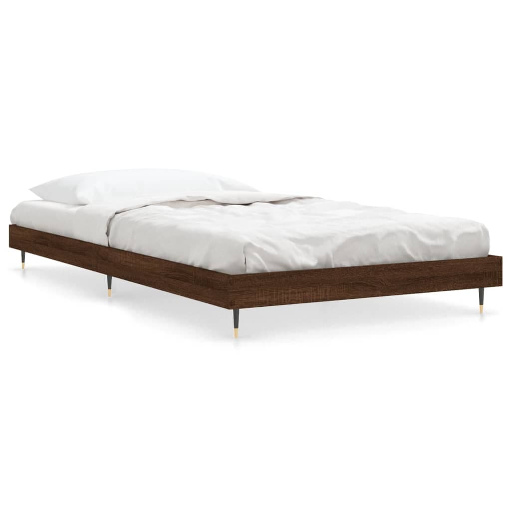 vidaXL Estrutura Cama sem Colchão Derivados Madeira Carvalho Castanho - 4237034912