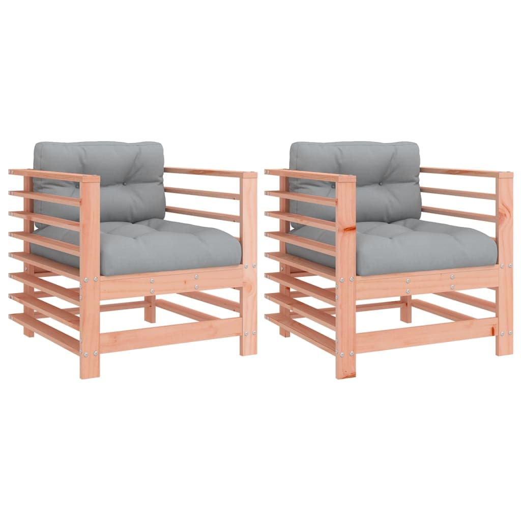 vidaXL Cadeiras de jardim c/ almofadões 2pcs madeira de douglas maciça