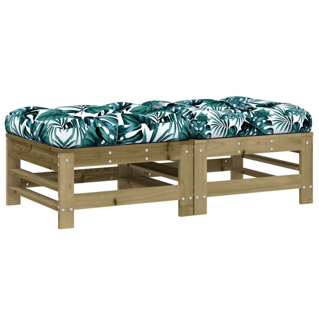 vidaXL Apoios de pés p/ jardim c/ almofadões 2 pcs pinho impregnado