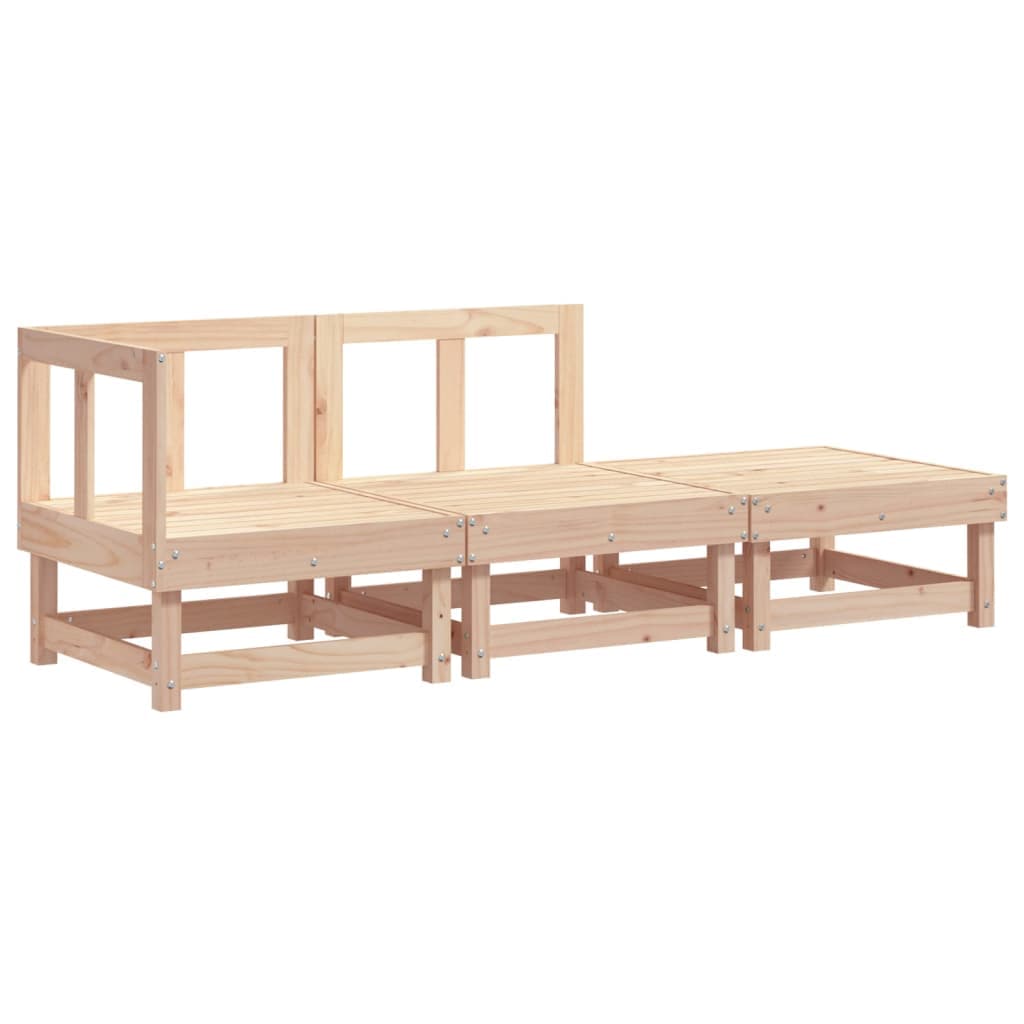 vidaXL 3 Peças Conjunto Lounge de Jardim Madeira de Pinho Maciça - 4117014939