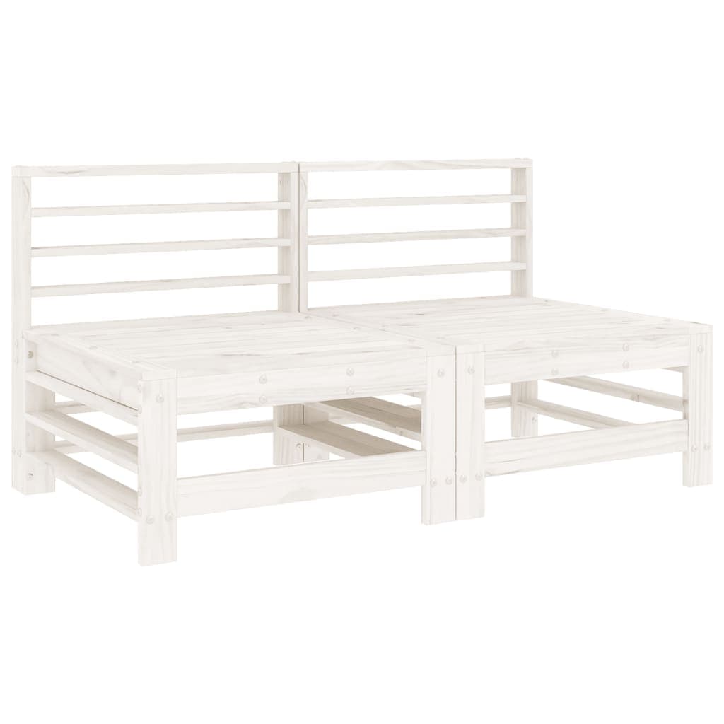 vidaXL Sofás de centro para jardim 2 pcs madeira pinho maciça branco