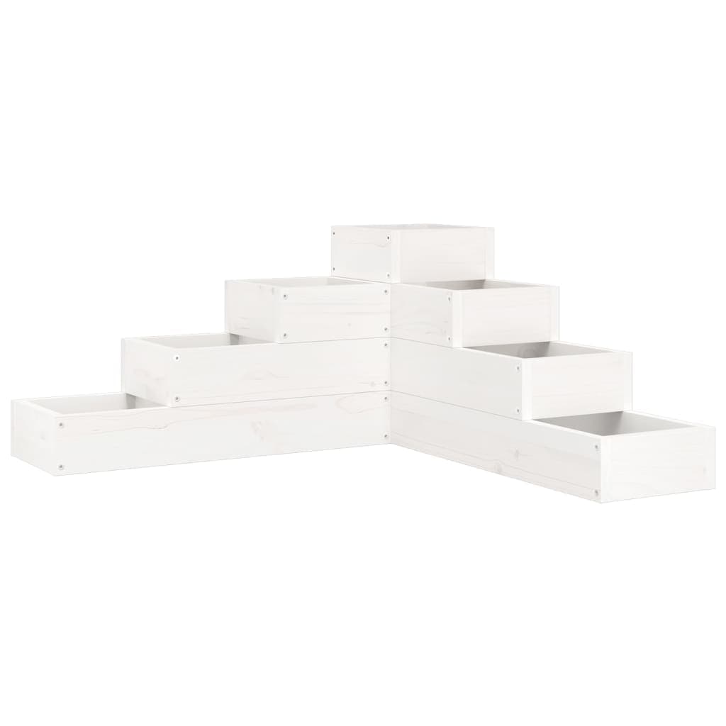 vidaXL Floreira de jardim c/ 4 níveis 80,5x79x36cm pinho maciço branco