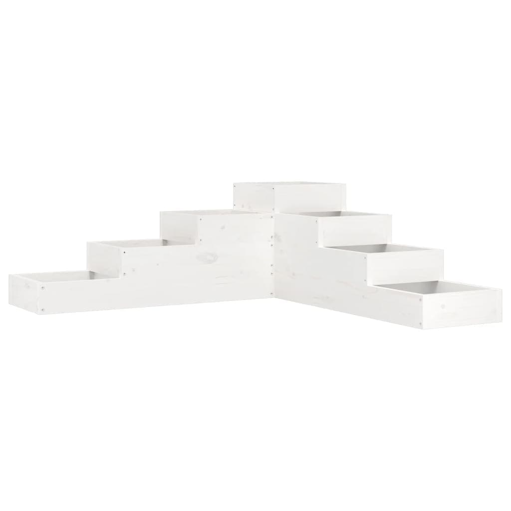 vidaXL Floreira com 4 Níveis 106x104,5x36 cm Pinho Maciço Branco - 3165430049